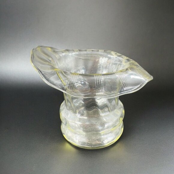 Antique Jack In The Pulpit Vase Bowl Transparent Light Yellow Glass Vintage Vase - Picture 2 of 13